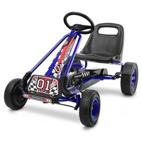 Babyjoy Kids Pedal Go Karts Ride On Toys Racing Car w/Rubber Wheels Moves Forward and in Reverse Blue