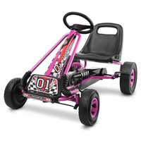 Babyjoy Kids Pedal Go Karts Ride On Toys Racing Car w/Rubber Wheels Moves Forward and in Reverse Pink