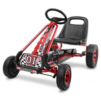 Babyjoy Kids Pedal Go Karts Ride On Toys Racing Car w/Rubber Wheels Moves Forward and in Reverse Red