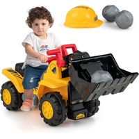 Babyjoy Kids Ride-on Excavator Pretend Play Tractor Digger Realistic Sound Effects w/Helmet Toddler Toy Truck