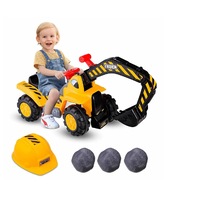 Babyjoy Kids Ride On Excavator Sand Digger Toddler Toy Car w/Safety Helmet & Horn Pretend Play Toy Truck