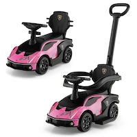 Babyjoy Kids Ride On Push Car Stroller Sliding Walking Toy Lamborghini Licensed w/Storage Box & Safety Guardrails Pink