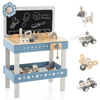 Babyjoy Kids Toy Workbench Set Wooden Toddler Workshop Pretend Play Tool Bench w/Blackboard Educational Toy