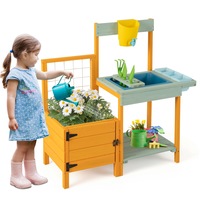 Babyjoy Kids Wooden Potting Bench Toy Gardening Center w/Planter Box Outdoor Mud Playset Children Gift