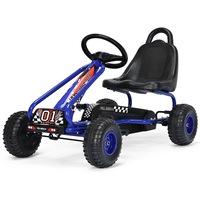 Babyjoy Pedal Powered Go Karts Outdoor Ride On Toys Racing Car w/Adjustable Seat & Non-slip Wheels Blue