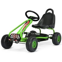 Babyjoy Pedal Powered Go Karts Outdoor Ride On Toys Racing Car w/Adjustable Seat & Non-slip Wheels Green