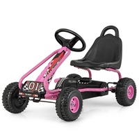 Babyjoy Pedal Powered Go Karts Outdoor Ride On Toys Racing Car w/Adjustable Seat & Non-slip Wheels Pink