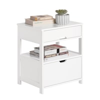 SoBuy FRG258-W Bedside Table with 2 Drawers, Side Table, Lamp Table, Night Stand, End Table, White