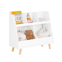 SoBuy KMB19-W Children's Shelving Unit with 5 Compartments Bookcase Storage Shelf for Children with Solid Wood Legs White W86 x H77 x D36 cm
