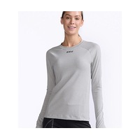 2XU WOMENS IGNITION BASE LAYER LONG SLEEVE TOP - GREY MARLE / BLACK REFLECTIVE