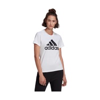 ADIDAS WOMENS LOUNGEWEAR ESSENTIALS LOGO TEE - WHITE / BLACK