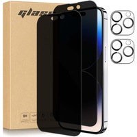 [2+2 Pack] Privacy Screen Protector for iPhone 15 Pro Max (6.7 inch) with Camera Lens Protector Tempered Glass Case Friendly- 2 Pack Each
