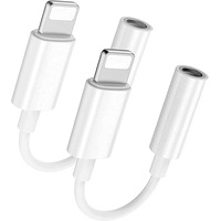 [2-Pack] Lightning To Headphone 3.5mm Jack Adapter Dongle for iPhone 14 13 12 11 SE 2020 XS XR X 8 7 iPad 2 Pack - White