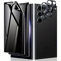 2 PCS Privacy Anti Spy Hydrogel TPU Screen Protector + 2 PCS 3D Camera Lens Protector For Samsung Galaxy S22 Ultra 6.8"