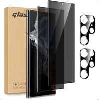 2 PCS Privacy Tempered Glass Screen Protector+ 2 PCS Camera Lens-For Galaxy S22 Ultra
