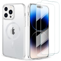 [3 in 1] For iPhone 12 Pro Magsafe Shockproof Magnetic Case + 2 Front 9H Tempered Glass Screen Protector-iPhone 12 Pro