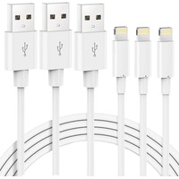 USB To 18W Lightning Cable For iPhone iPad (3 Pack, 2m, White)