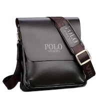 The leisure business single shoulder bag Polo vertical bag man trend inclined shoulder bag (Brown)