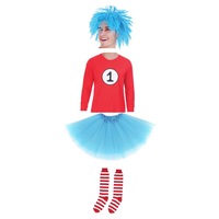 Adult Kids Thing 1 Thing 2 Costume Dr Seuss Fancy Dress Book Week Cosplay Outfit
