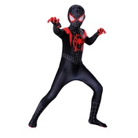 Kids Black Spiderman Costume Into the Spider-Verse Miles Morales Cosplay