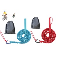 2pcs Bike Tow Rope MTB Elastic Belt Cycling Stretch Pull Strap for Long Ride Going Uphill-Red and Blue