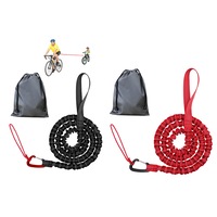 2pcs Bike Tow Rope MTB Elastic Belt Cycling Stretch Pull Strap for Long Ride Going Uphill-Red and Black
