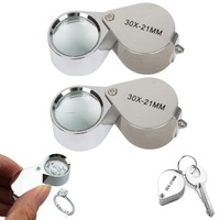 2pcs Pocket Glass Jeweler Loupe Magnifier Jewelry Magnifying Glass Loop for Jewelry Diamond Gem
