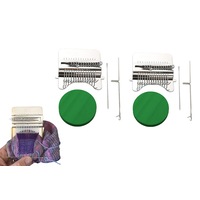 2pcs Small Weaving Loom 14 Hooks Speedweve Type Weave Tool Set Darning Machine-Green