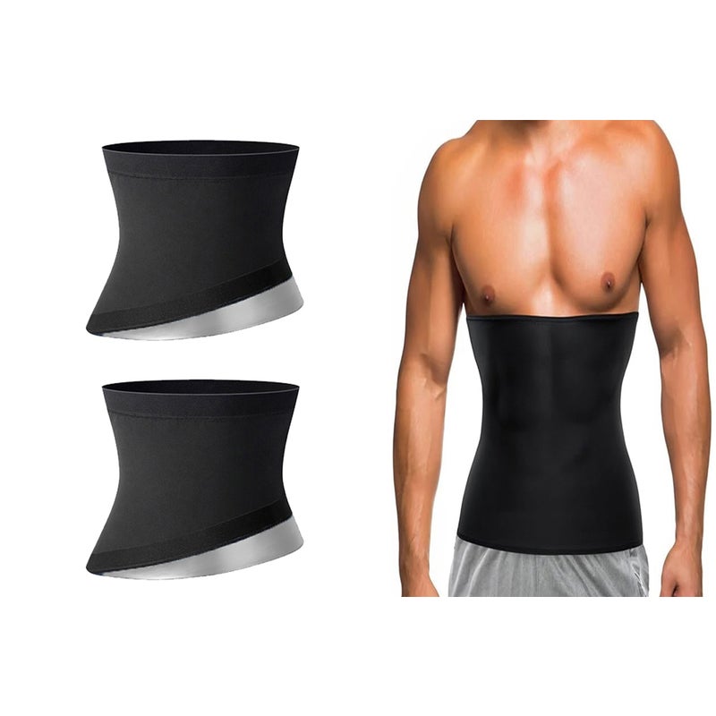 2Pcs Waist Trimmer Slimming Sauna Belt Stomach Trainer Sweat Workout Shaper-Silver Unbranded