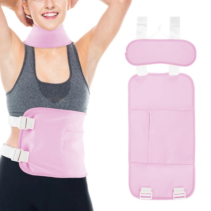 Castor Oil Pack Wrap 2 Pieces Reusable Castor Oil Compress Kit Adjustable Elastic Strap for Waist and Neck -Pink Unbranded