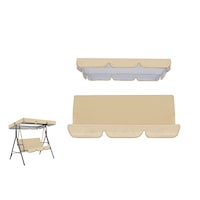 Durable Garden Swing Seat Canopy Replacement Waterproof Swing Top Cover Furniture-Beige