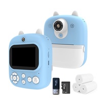 Instant Print Camera for Kids with 3 Rolls Print Paper and 32GB Memory Card-Blue