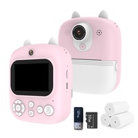 Instant Print Camera for Kids with 3 Rolls Print Paper and 32GB Memory Card-Pink