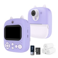 Instant Print Camera for Kids with 3 Rolls Print Paper and 32GB Memory Card-Purple