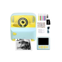 Instant Print Camera with 32GB Memory Card and 5 Rolls Print Paper-Blue