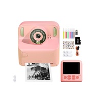 Instant Print Camera with 32GB Memory Card and 5 Rolls Print Paper-Pink
