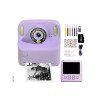 Instant Print Camera with 32GB Memory Card and 5 Rolls Print Paper-Purple