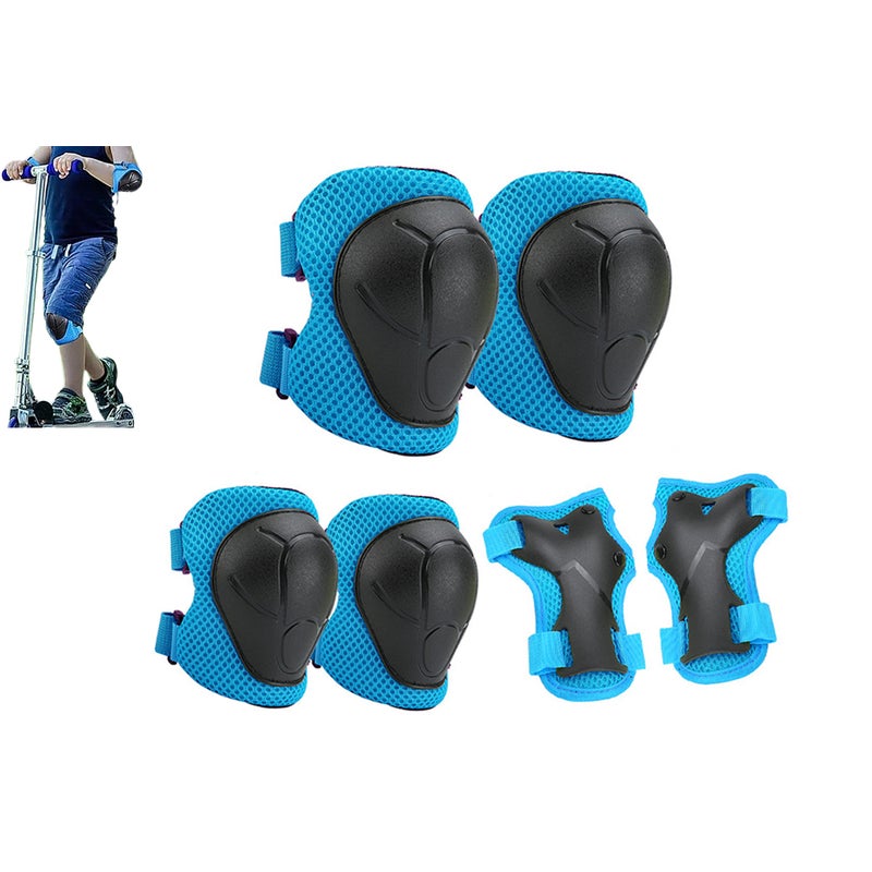 Kids Knee Pads Wrist Guards Elbow Pads 6 in 1Protective Gear Set-Blue Unbranded