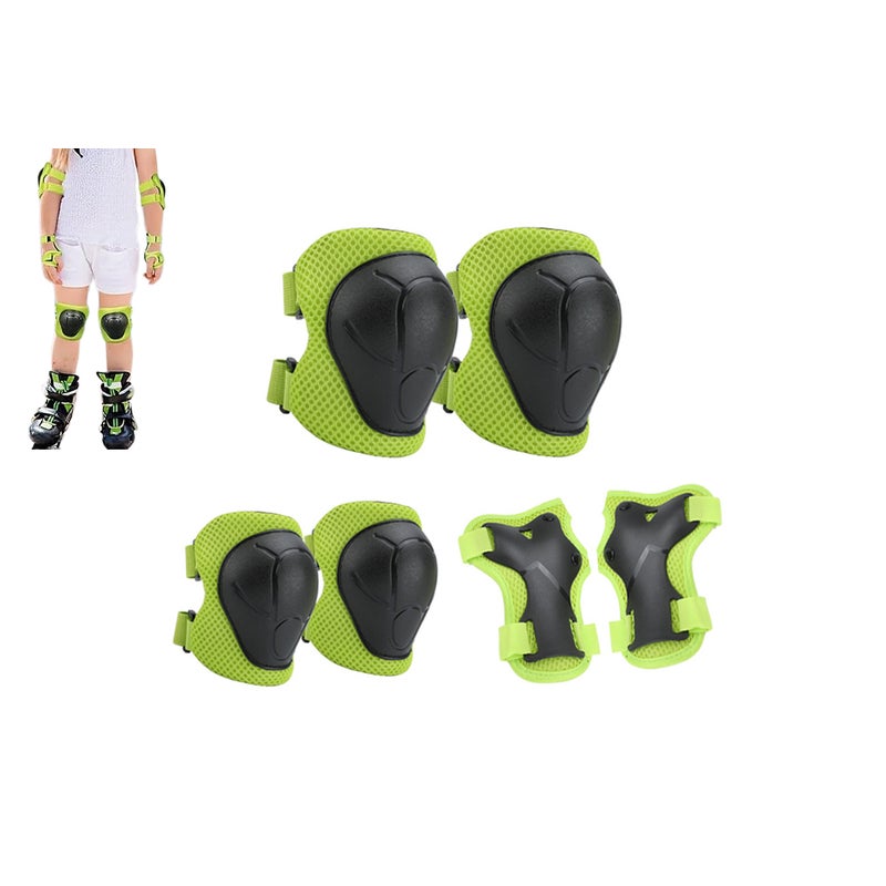 Kids Knee Pads Wrist Guards Elbow Pads 6 in 1Protective Gear Set-Green Unbranded