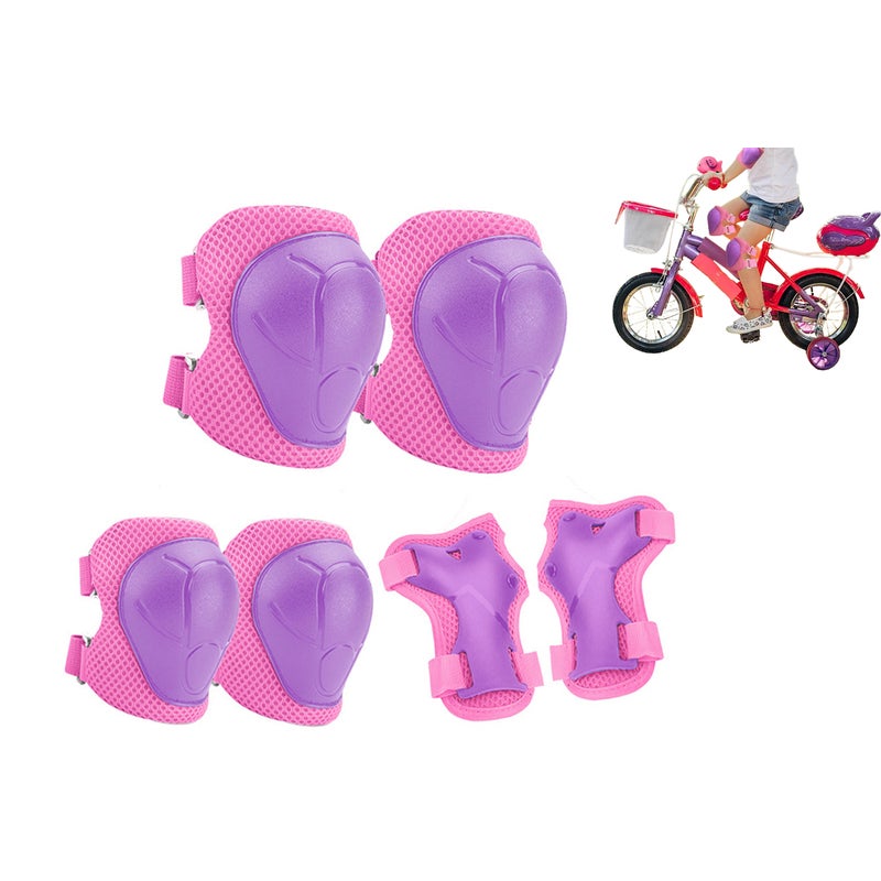 Kids Knee Pads Wrist Guards Elbow Pads 6 in 1Protective Gear Set-Pink Unbranded