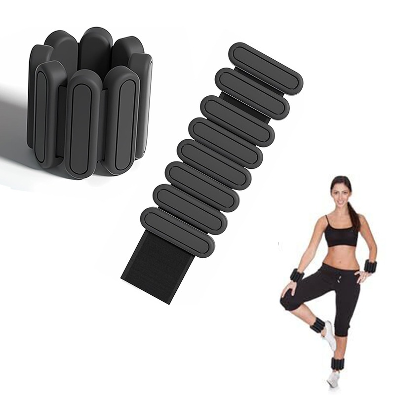 Pair of Adjustable Wrist Ankle Weights Wearable Bangles Silicone Bracelet for Yoga Aerobics Gym-Black Unbranded