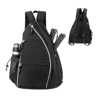 Pickleball Tennis Bag Reversible Crossbody Sling Bag Storage Backpack for Adults-Black