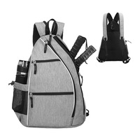 Pickleball Tennis Bag Reversible Crossbody Sling Bag Storage Backpack for Adults-Light gray