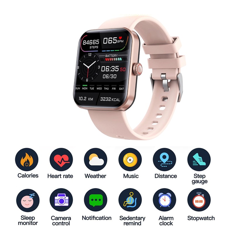 Sports Smart Watch Bluetooth Call Heart Rate Blood Glucose Monitor Smart Watch -Pink Australia