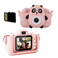 Toy Digital Camera 1080P HD Cute Animal Dolphin Panda with 64G Memory Card-Pink Panda