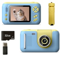 Toy Kids Camera with Selfie Flip Lens Rechargeable HD Digital Photo Video Camera-Blue