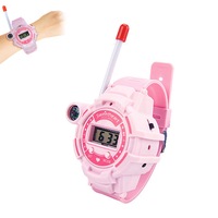 Walkie Talkies Watch Rechargeable Kids Watch Wireless Call Intercom Toy with Flashlight -Pink