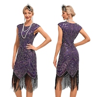Ladies 1920 gatsby flapper Purple Costume