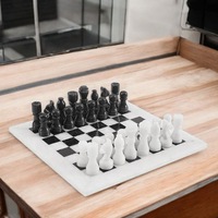 Classic Marble 30cm Chess Set - White & Black