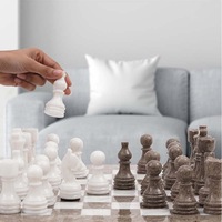 Exquisite Marble 38cm Chess Set - Oceanic & White
